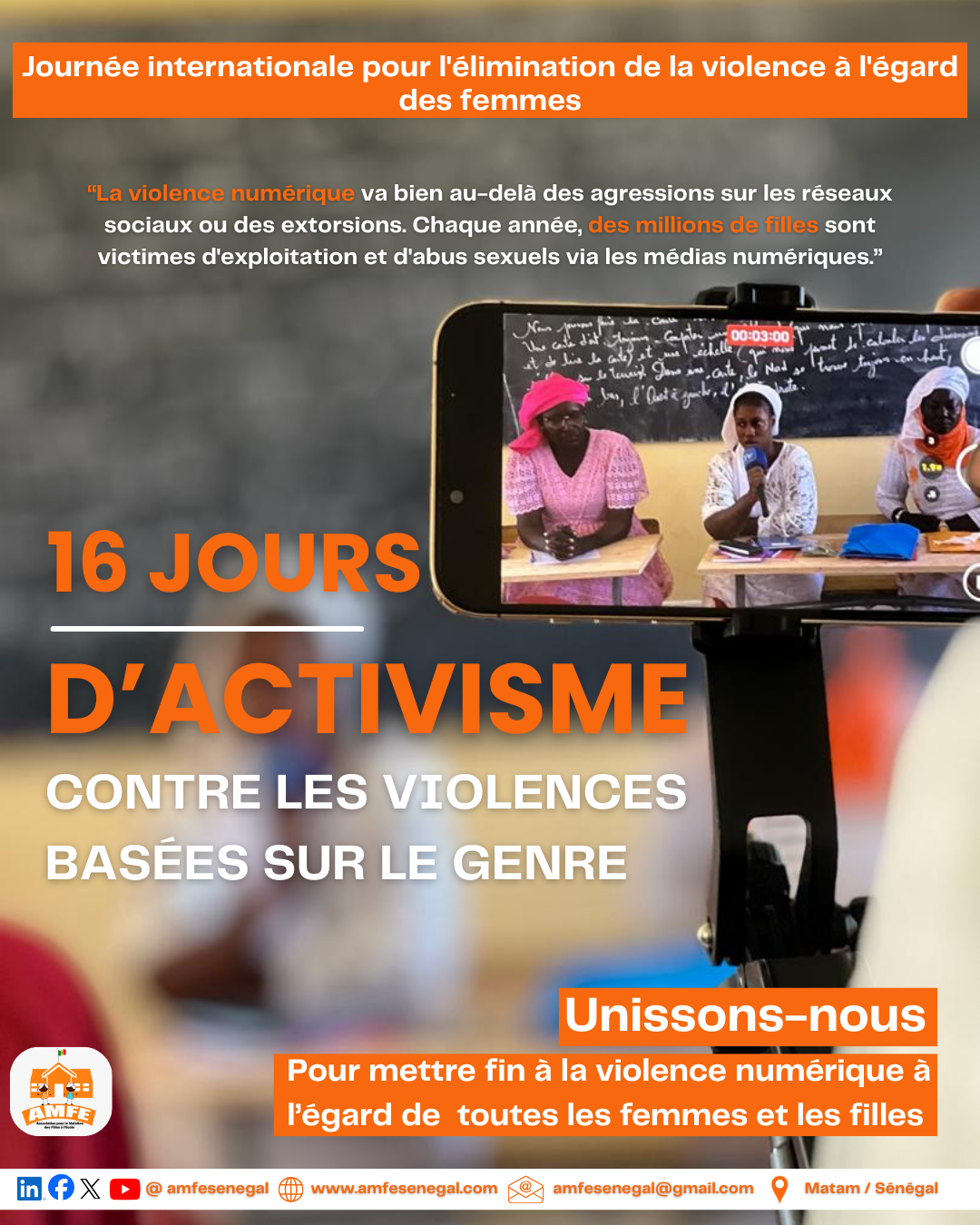 16 jours d'activisme contre les violences faites aux femmes et aux filles !